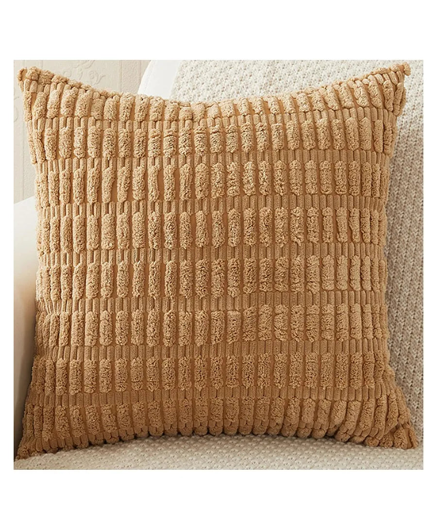 Light Brown Corduroy Cushion Cover | 45x45cm | Soft Plush Cotton Velvet - HousseCosy