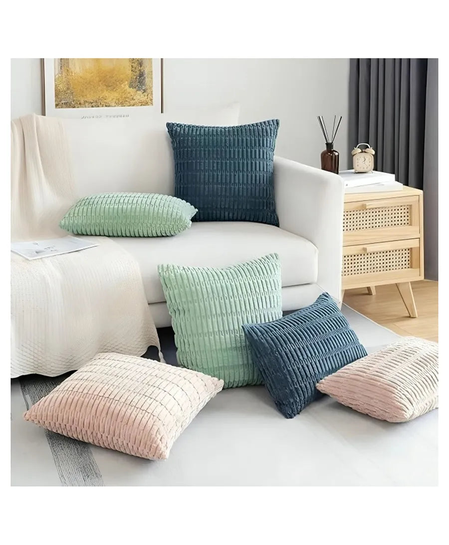 Light Brown Corduroy Cushion Cover | 45x45cm | Soft Plush Cotton Velvet - HousseCosy