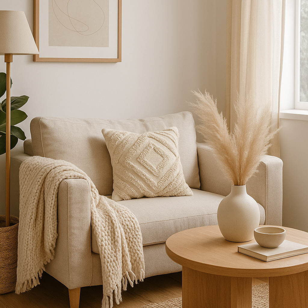 Housse de coussin bohème tuftée | 40×40 cm | Crème | Coton texturé | Fait main - HousseCosy