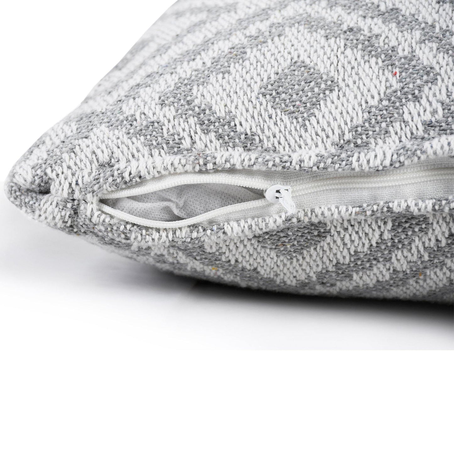 Housse de coussin en lin gris | 45×45 cm | Motif géométrique | Déco moderne - HousseCosy