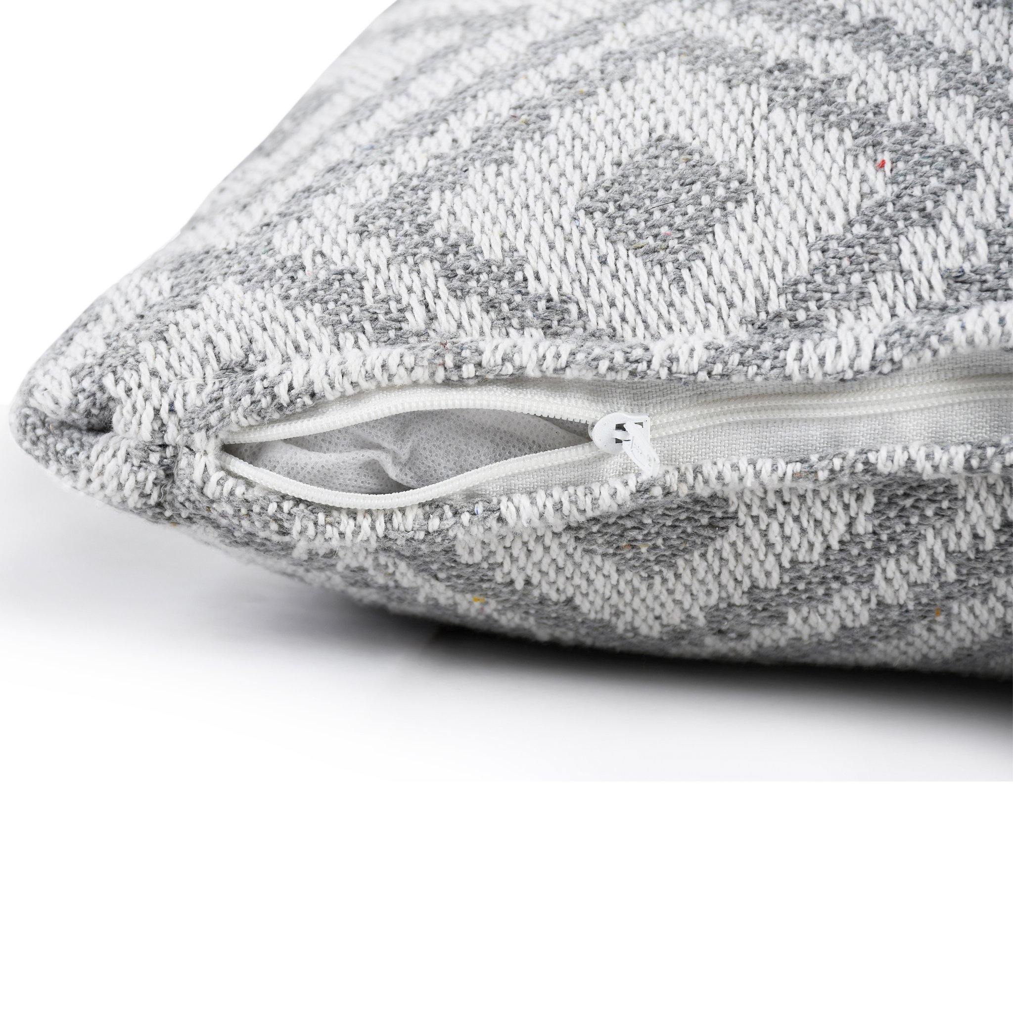 Housse de coussin en lin gris | 45×45 cm | Motif géométrique | Déco moderne - HousseCosy