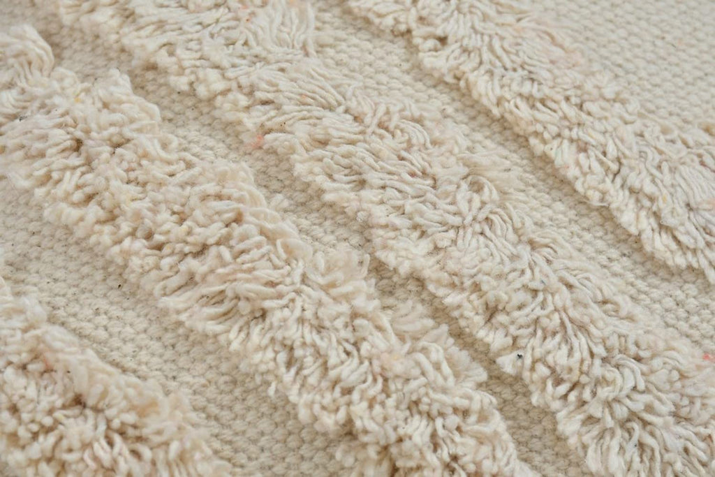 Housse de coussin bohème tuftée | 40×40 cm | Crème | Coton texturé | Fait main - HousseCosy
