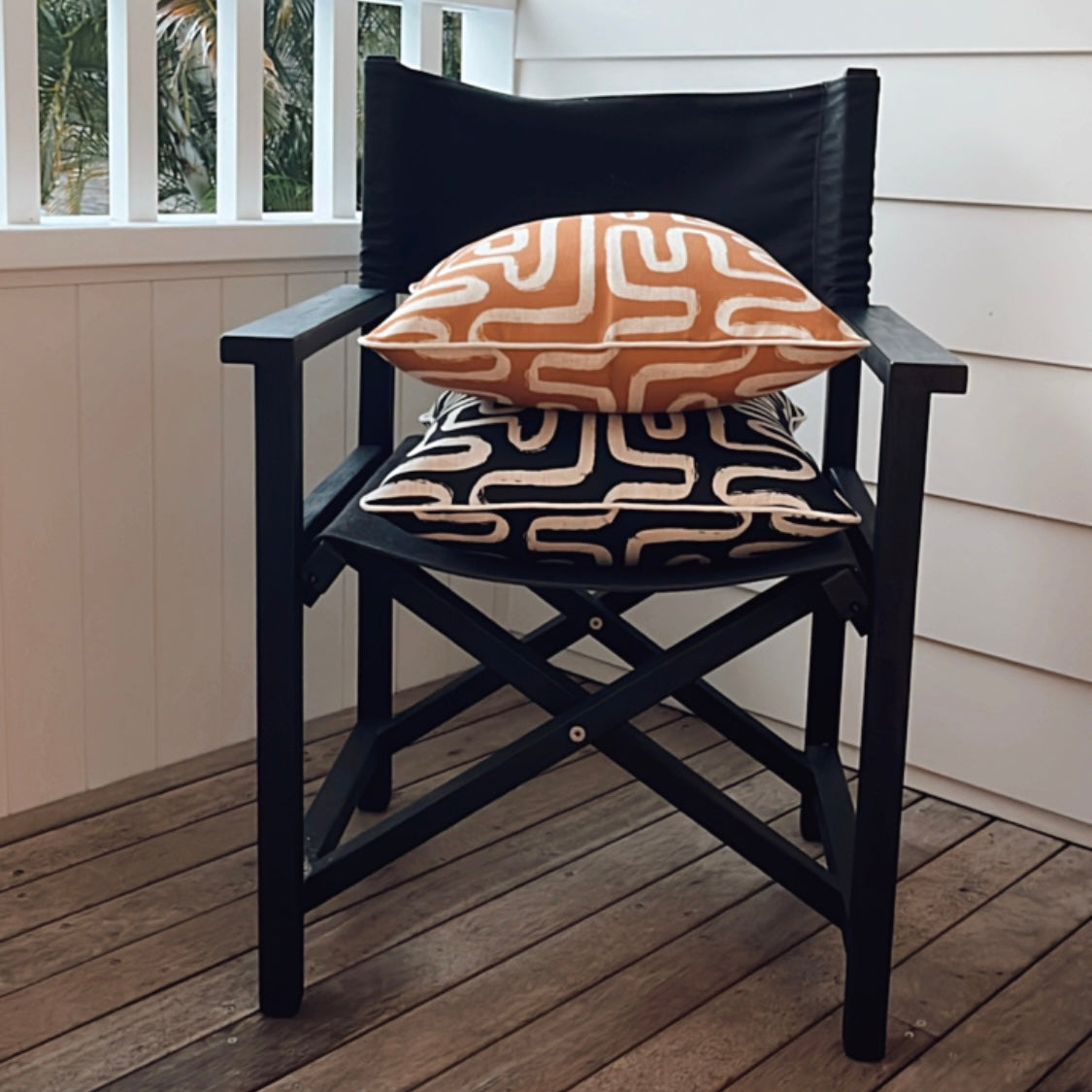 Housse de coussin à passepoil – Maze Rust – 60×60 cm - HousseCosy