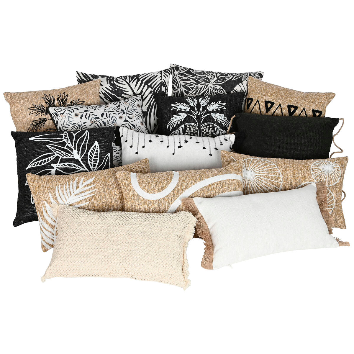 Coussin Home ESPRIT imprimé noir & blanc – 45×45 cm - HousseCosy