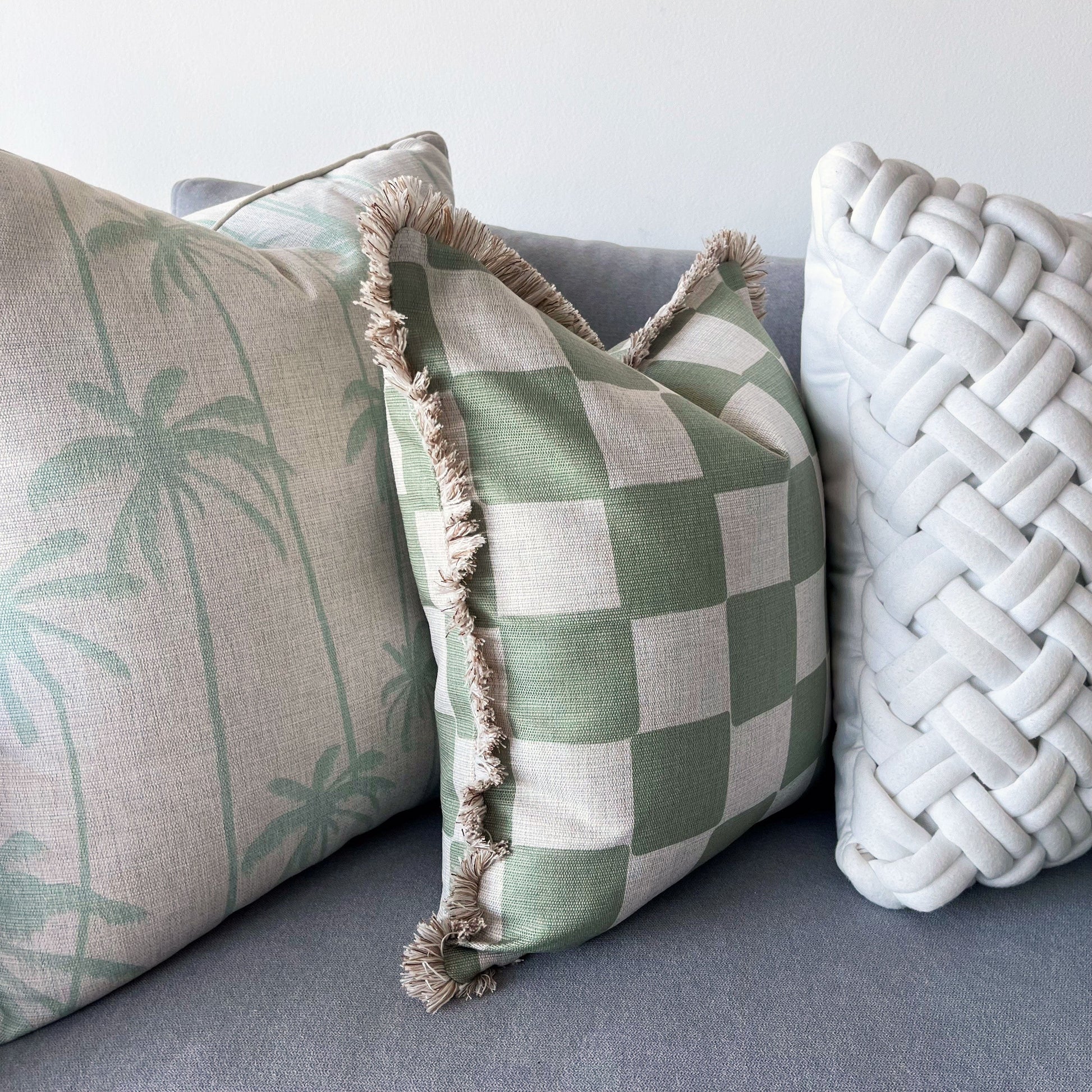 Housse de coussin à passepoil – Tall Palms Mint – 60×60 cm - HousseCosy