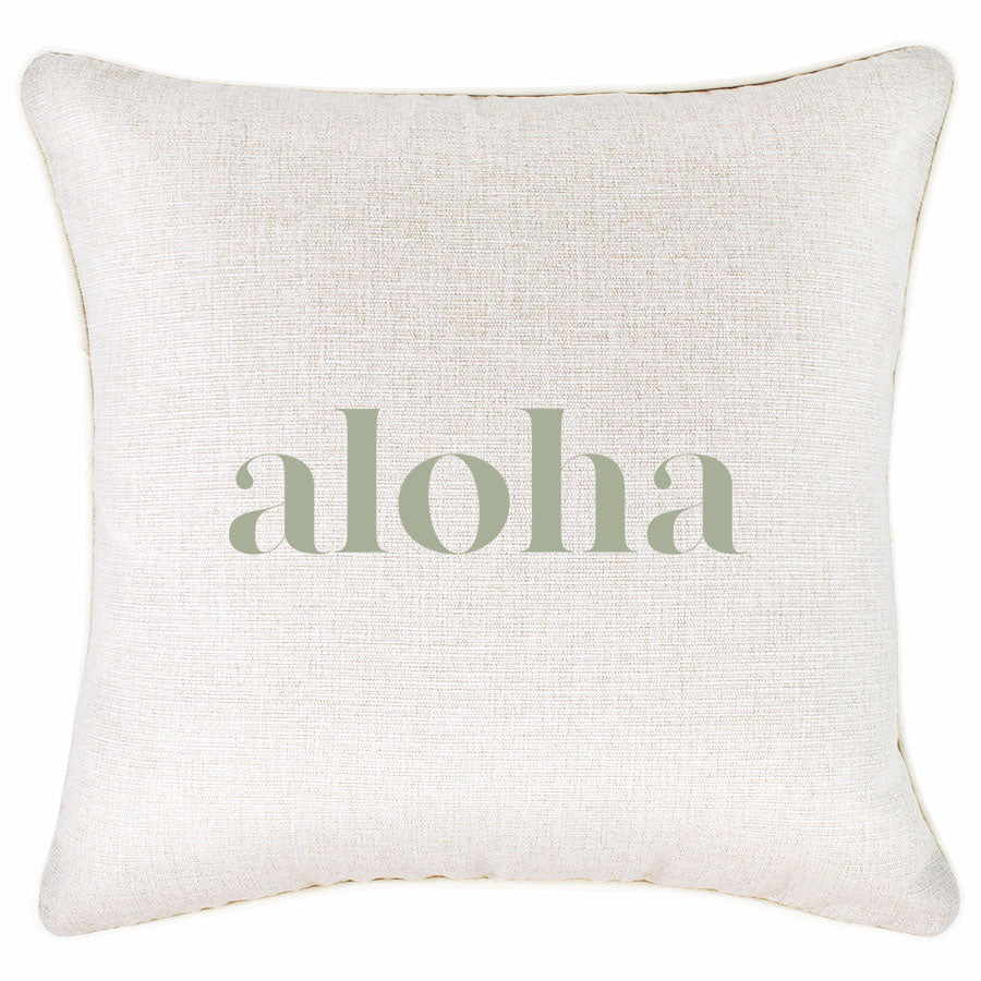Housse de coussin à passepoil – Aloha Sage – 45×45 cm - HousseCosy
