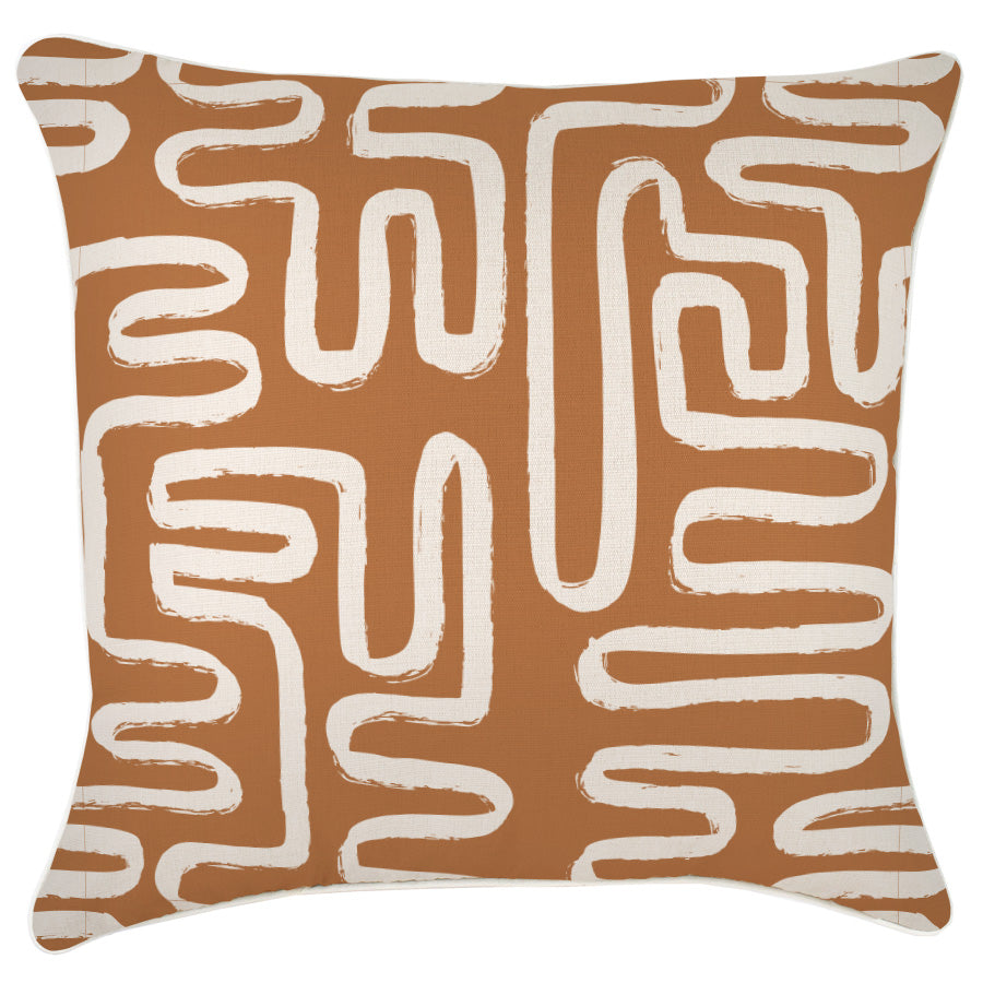Housse de coussin à passepoil – Maze Rust – 60×60 cm - HousseCosy