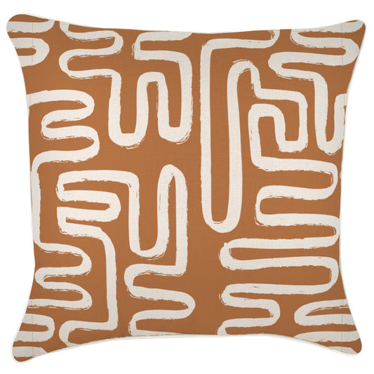 Housse de coussin à passepoil – Maze Rust – 60×60 cm - HousseCosy