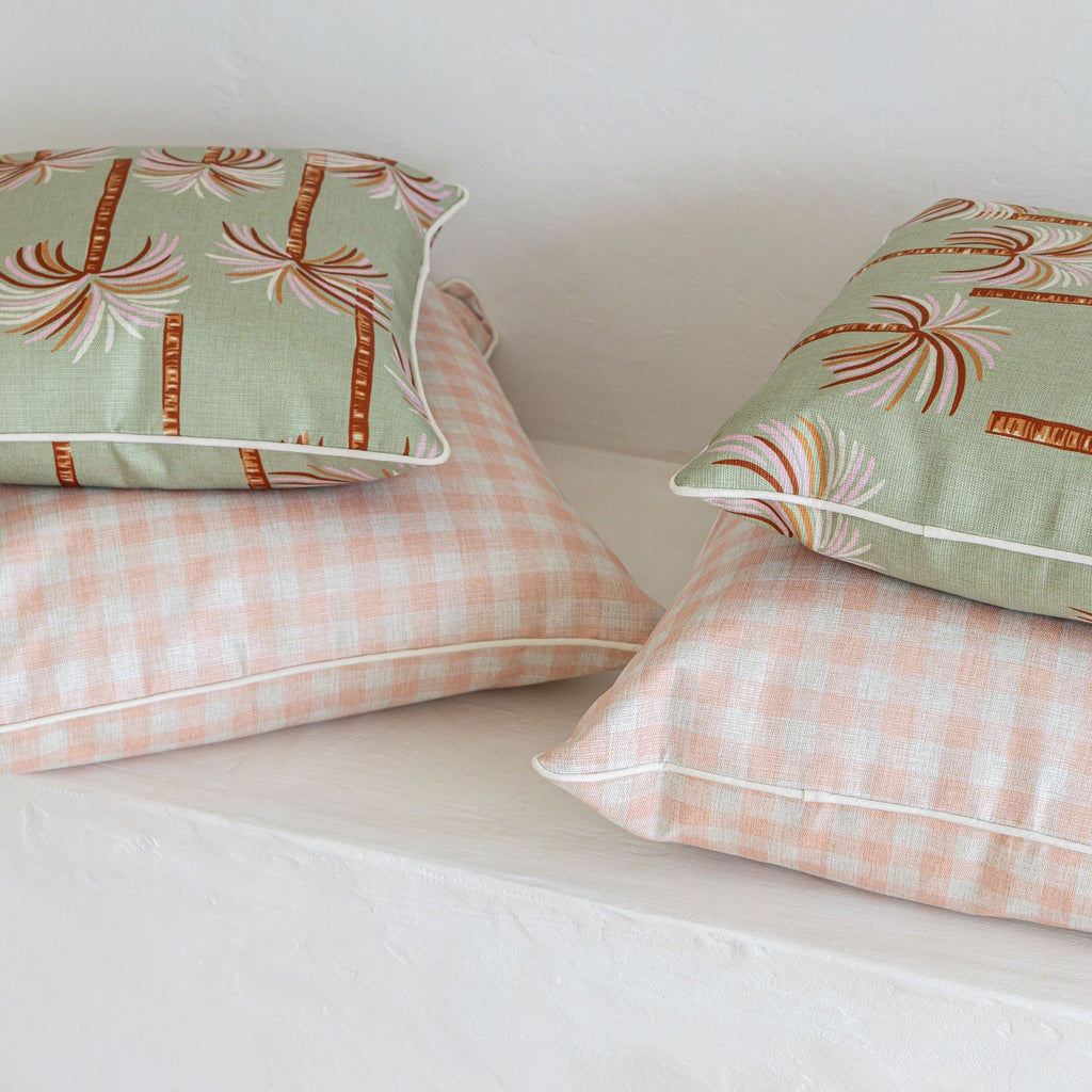 Housse de coussin à passepoil – Ginglam Peach – 45×45 cm - HousseCosy