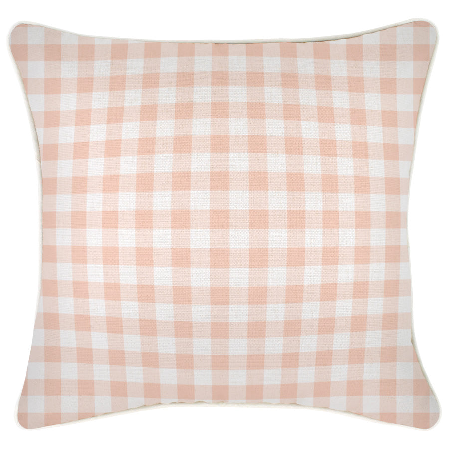 Housse de coussin à passepoil – Ginglam Peach – 45×45 cm - HousseCosy