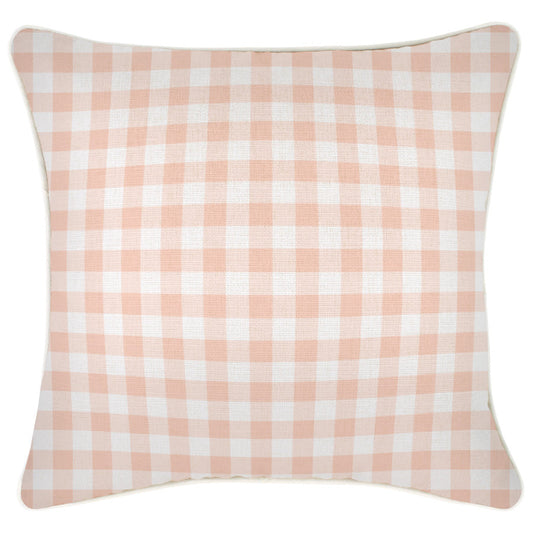 Housse de coussin à passepoil – Ginglam Peach – 45×45 cm - HousseCosy