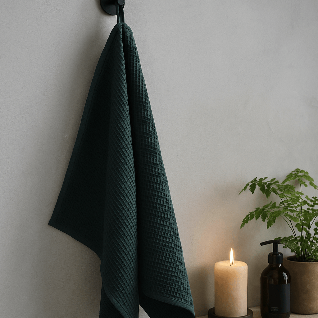Serviette en coton gaufré bio – Pétrole - HousseCosy