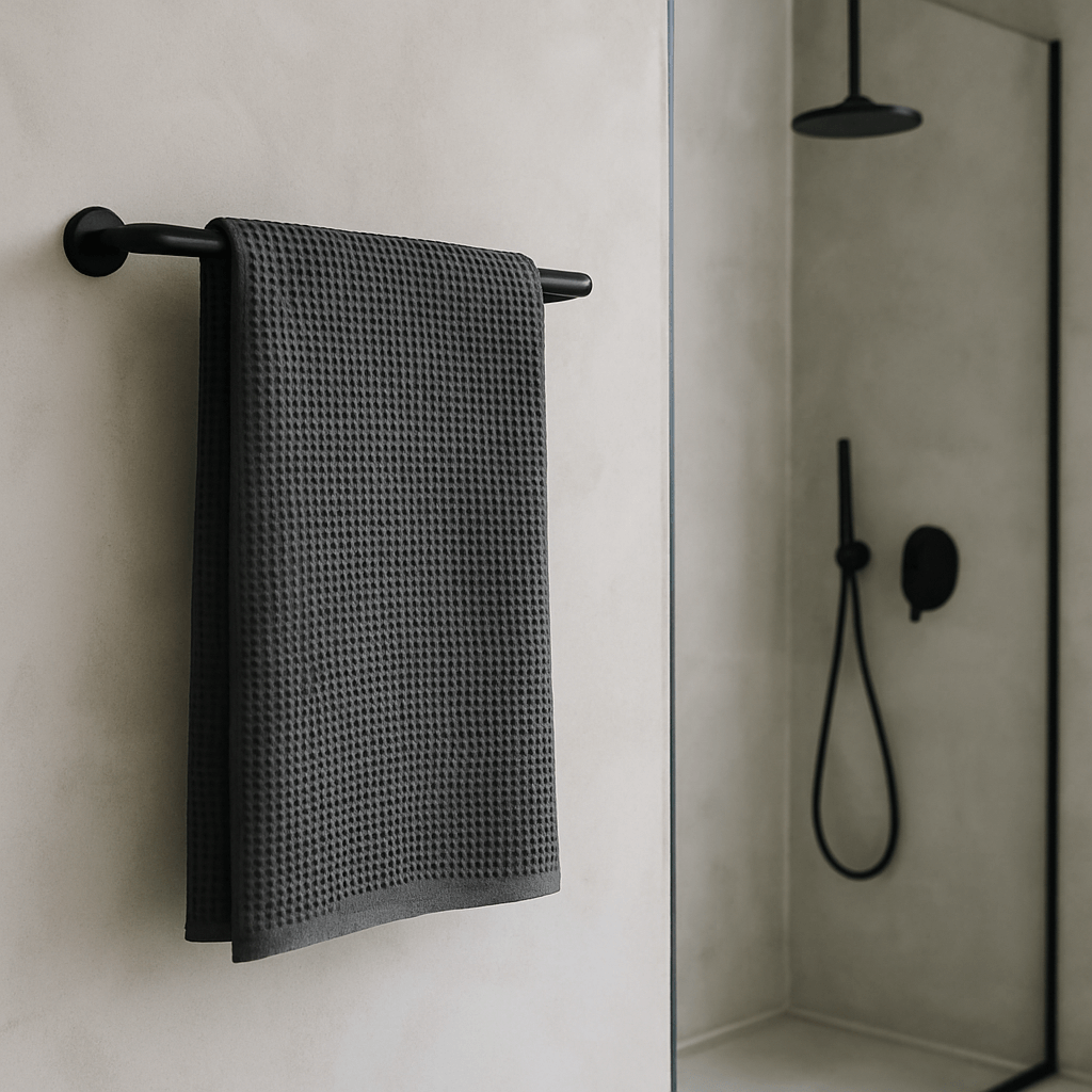 Serviette en coton gaufré bio - Gris - HousseCosy
